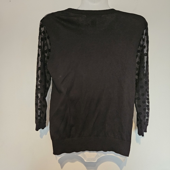 August Silk Black Cocktail Cardigan with Sheer Polk Dots - Picture 4 of 8